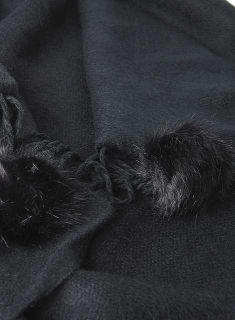 Black Faux Fur Pom Scarf